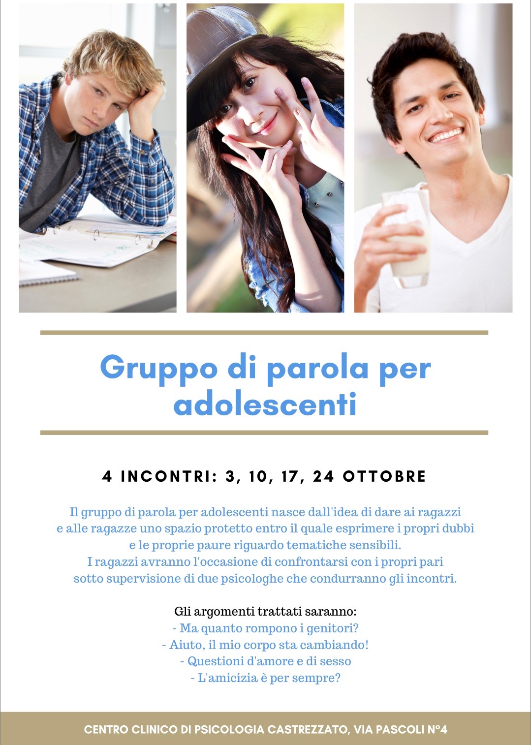 GRUPPO DI PAROLA PER ADOLESCENTI